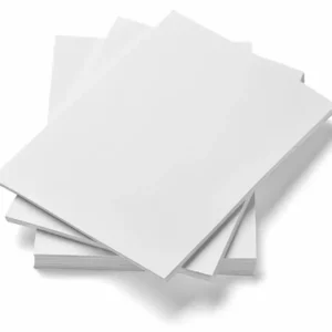 White opaque bond paper cut into sheets stacked in fan like position