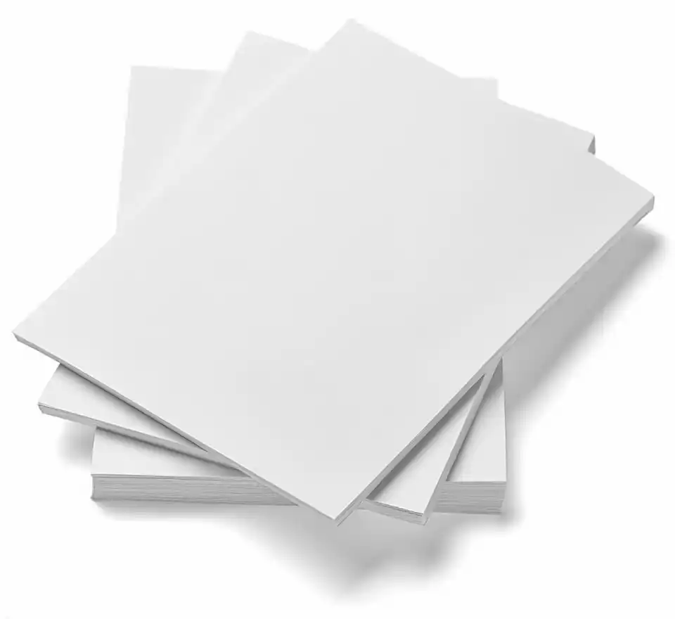 White opaque bond paper cut into sheets stacked in fan like position